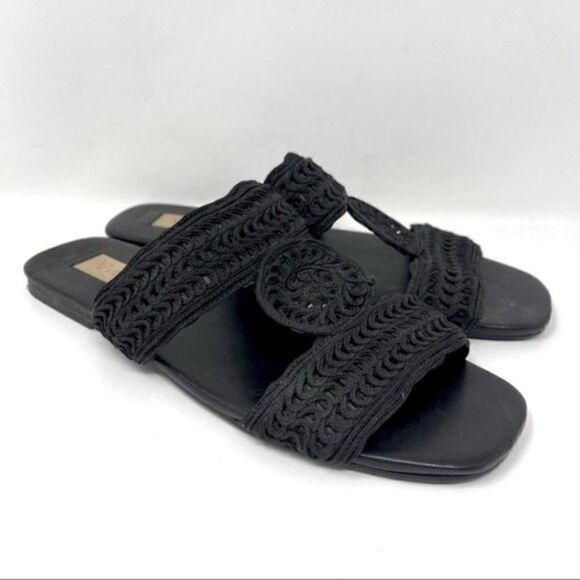 Vicenza boho weaved slip on sandals in black US 7 BoxD - Picture 1 of 6